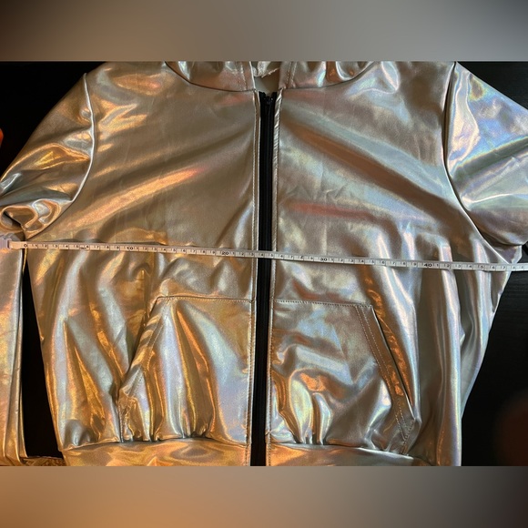 Silver iridescent zip hoodie - high stretch - Picture 5 of 7